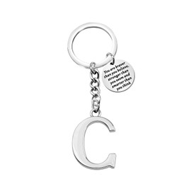 BNQL Letter Keychain Initial Alphabet Initial Letter Pendant with Key Ring Inspirational Gifts, C, Large