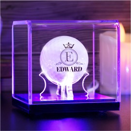 Golf Ball Display Case with LED Light, UV-Protected Clear Golf Ball Holder, Premium Light-Up Display Box for Memorabilia, Ideal Gift for Golf Enthusiasts and Collectors