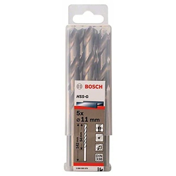 Bosch 2608595079 Din338 HSS-G Metal Drill Bit, 11.0mm x 94mm x 142mm, Silver