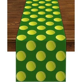 Nepnuser Tennis Ball Table Runner Tennis Sports Themed Event Birthday Party Supplies Home Dining Room Kitchen Decor 108 Inches Long