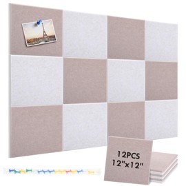 Tranqun 12 Pack Large Cork Board Alternative 48" x 36" Felt Bulletin Board Sound Absorbing Pin Boards for Walls with Adhesive Tabs Pushpins for Home Office Classroom Decor Photo Display