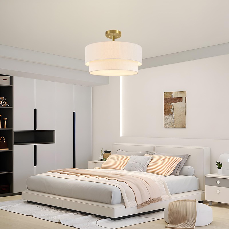 Semi Flush Mount Ceiling Light, 16.5'' Gold Light Fixture Ceiling