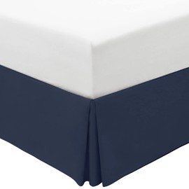 Mellanni Bed Skirt Twin XL Size - Bed Frame - 15-Inch Tailored Drop Pleated Dust Ruffle - Hotel Luxury Bedding - Wrinkle, Fade, Stain Resistant - 1 Bedskirt (Twin XL, Navy Blue)