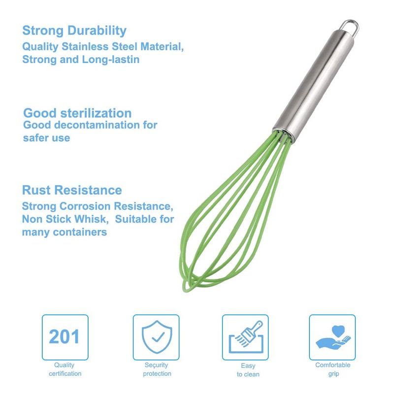 sourcing map Egg Whisk Stainless Steel Whisk Mixer Kitchen Utensil