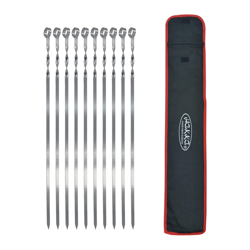 Hakka Stainless Steel Barbecue Skewers, 23" Heavy Duty Metal Skewers
