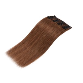 S-noilite Clip in Hair Extension Human Hair Double Weft 8pcs 150g 20 Inch Light Brown Clip in Real Human Hair Extension for Women Adding Natural Volume Thick Clip in Extension #6