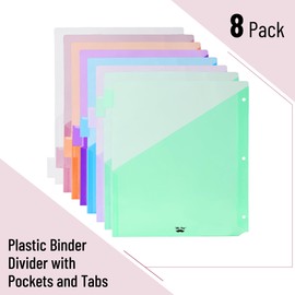 Mr. Pen- Binder Dividers with Pockets and Tabs, 1 Set, 8 Tabs/Set, Colorful, 3 Ring Binder Dividers with Tabs and Pockets on Both Sides