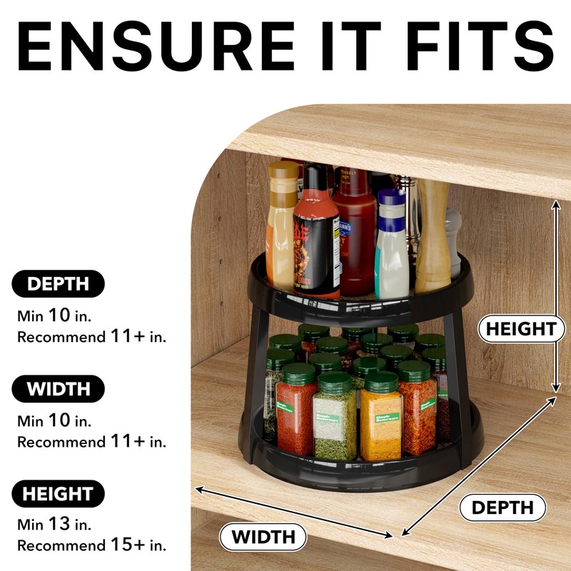 Simple Houseware 2-Tier Lazy Susan Spice Organizer, 10-Inch Diameter, Rustic