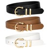 3 Pack Women's Leather Belt for Jeans Pants Ladies Fashion