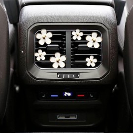 6 Pcs White Daisy Air Vent Clips, Cute Flower Air Conditioning Outlet Clip Car Automotive Air Fresheners Vent Clips Car Interior Decor Charm Car Decoration Cute Car Accessories for Girls + Mask Hook