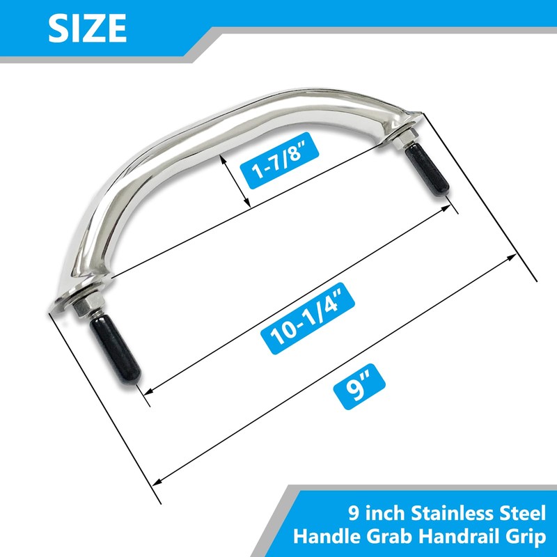 TuoP 9 inch Stainless Steel Boat Grab Handle, Marine Handrail