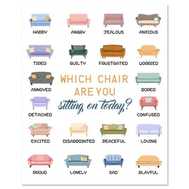 arricraft 1 Pc Funny Emotion Sofa Mental Health Poster, Happy Angry Anxious Therapy Office Decor Unframed Counseling Office Must Haves for Treatroom Medical Office 11x13.7 inch(28x35cm)