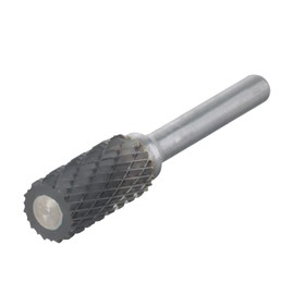 Carbide Burr with 1/4 Inch Shank, Double Cut Rotary File, Burr Diameter 12 mm Cylinder End Cut, Die for Steel Metal Processing, Polishing and Engraving (B)
