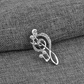 VICASKY Treble Clef Brooch Pin, Silver Music Note Brooch Pin Pearl Lapel Pin Sweater Lapel Pin Music Note Lapel Pin for Women Melody Brooch Pin