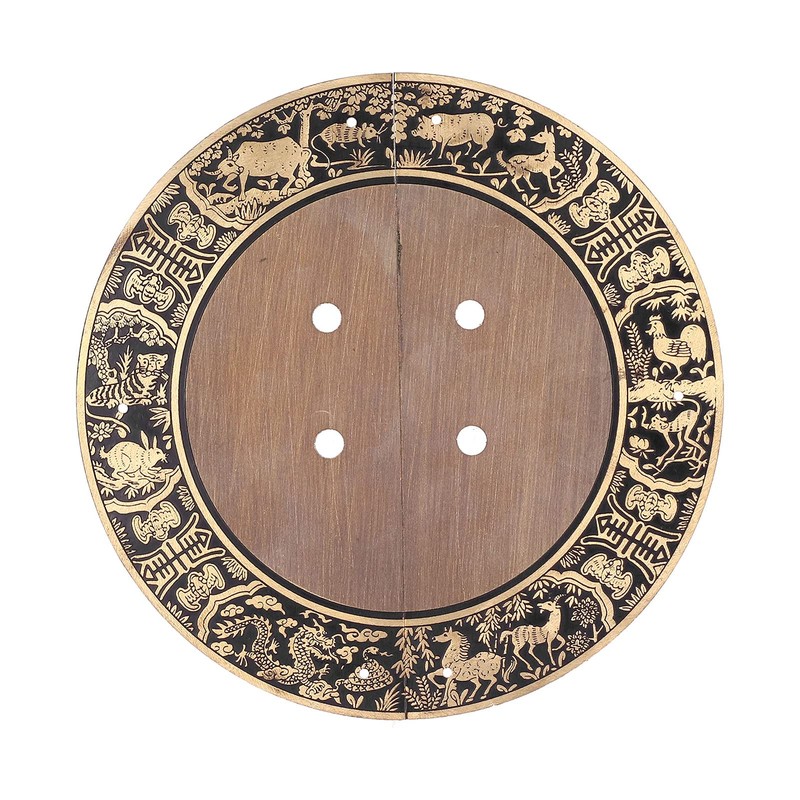 QANYEGN Round Shape Brass Cabinet Handle, Chinese Style Retro Round