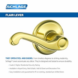 Schlage F40FLA605 Flair Privacy Lever, Bright Brass