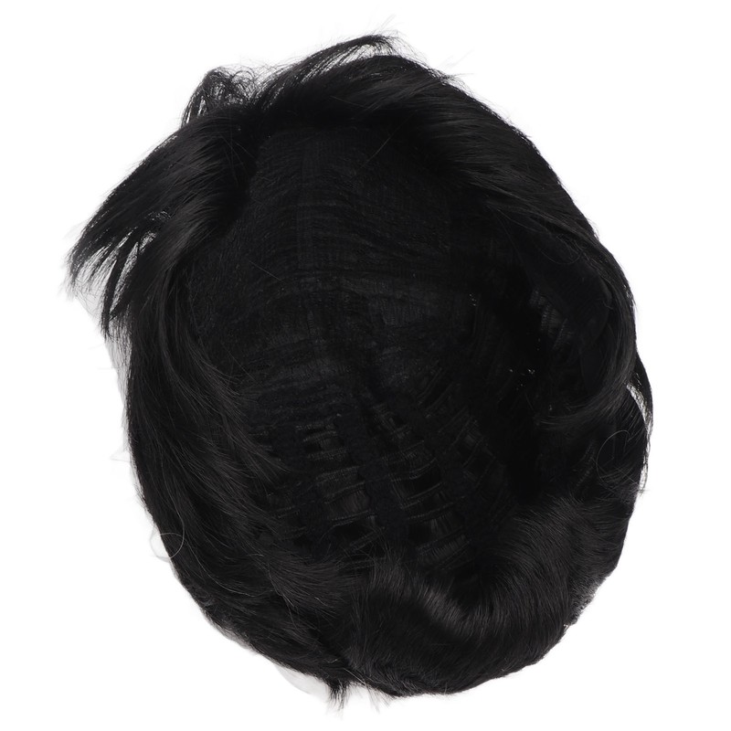 Men's Short Black Wig High Temperature Silk Layered Realistic Breathable