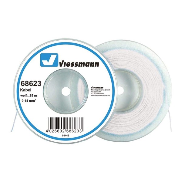 Viessmann 68623 Kabelring, Litze, 25m, 0,14 mm², weiß