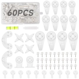 COVITKAN 60 PCS Picture Hangers Hanging Kit, Heavy Duty Hooks for Stucco/Concrete/Hard Walls Without Drilling, Invisible Nail&25 LBS Weight Load