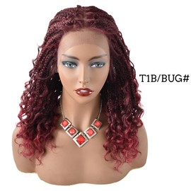 Healthlif Knotless Box Braided Wigs For Black Women Light Weight Curly Soft Swiss Lace Front Braid Wigs With Baby Hair Women Braids Wigs Synthetic Lace Cornrow Twisted (#T1B/BUG)