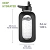 CIVAGO Half Gallon Glass Water Bottle with Straw and Insulated