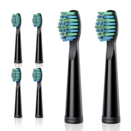 Sonic - Cabezales de repuesto para cepillo de dientes de repuesto de cuidado completo, cabezales de repuesto de cepillo de dientes eléctrico, EasyClean, ajuste saludable de las encías (paquete de 6), color negro