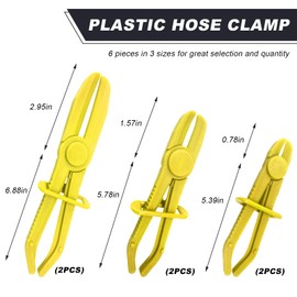 DXNQ 6 PCS Hose Clamp Pliers, 3 Size Plastic Radiator Hose Pinch Off Pliers Set, Line Pinch Clamps for Car Brake Hoses Fuel Hoses Coolant Hoses Water Hoses, Car Accessories (Yellow)
