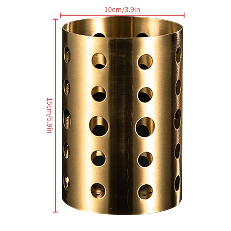 HAOHIZE Gold Stainless Steel Utensil Holder, 3.9 x 5.9in Multifunctional