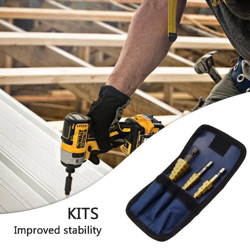 Ruidee 3Pcs Step Bits Set HSS Step Cone Drill Bit