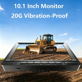 10" 1080P AHD Wired Reverse Rear View Backup Camera System,Guide line,IP69K No Water Leakage Camera, Night Vision, Vibration-Proof 20G for Tractor/Truck/Excavator/Caravan/Skid Steer/Heavy Equipment