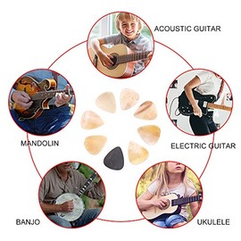 Conjunto de 8 Púas para Guitarra Eléctrica, Ukelele, Mandolina, Banjo, Tono Claro, Fácil de Usar, Ligero y Compacto for Profesional, Amateur, Viajes, Rehearsals