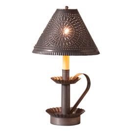 Plantation Candlestick Lamp with Chisel Shade in Kettle Black