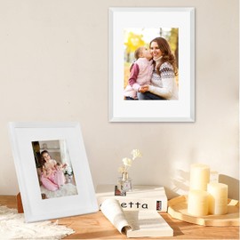 HOTURE Picture Frame Set of 5 – 8.5x11 Photo Frames with Mat, Wall Hanging Gallery Picture Frames for Photos, Artwork, Posters, Prints, and Certificates – Matte White