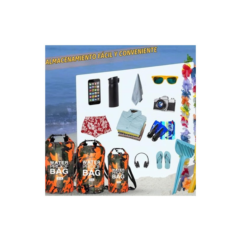 Bolsa Impermeable,Dry Bag 10l 20l 30l con Correa de Hombro