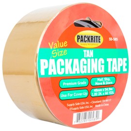 PackRite Tan Packing Tape Refill Rolls for Standard Tape Guns and Tape Dispensers, 6 Rolls of Heavy Duty Shipping and Moving Packaging Tape, 2 Inch x 60 Yards Each (360 Yards Total)