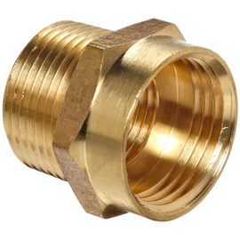 Anderson Metals Brass Garden Hose Fitting, Connector, 3/4" Female Hose ID x 3/4" Male Pipe x 1/2" Tapped Female Pipe