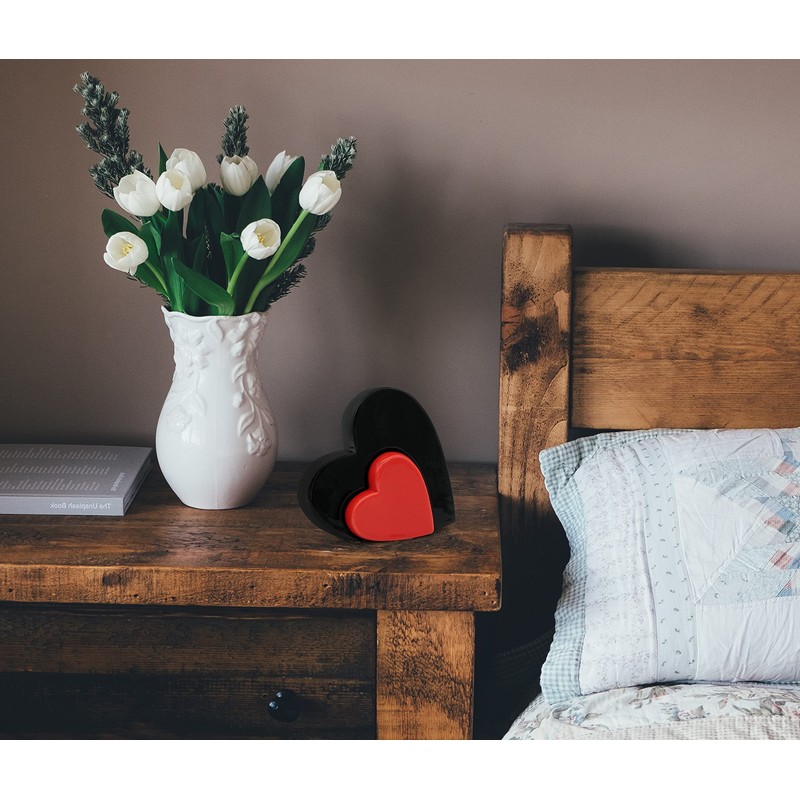 FeinKnick Stylish Double Hearts for Decoration - Modern Decorative Ceramic