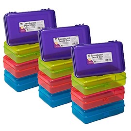 CLI Charles Leonard Plastic Pencil Boxes, Assorted Colors, 12/Pack (CHL76305-12)