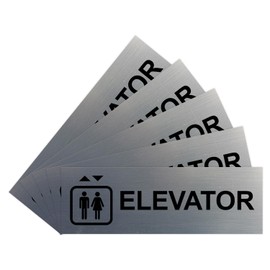 Basic Elevator Sign (Brushed Silver) - Large - (5 Pack)
