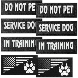 8 Pieces Reflective Dog Vest Patches, Removable Tactical Patches for Dog Harness Service Dog in Training and Dog Halter Patches with Printed Dog Paw