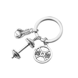 SEIRAA Fitness Keyring Gym Keychain Weight lifting Gift Dumbbell Charm Jewelry Gift For Trainer (gym keychain)