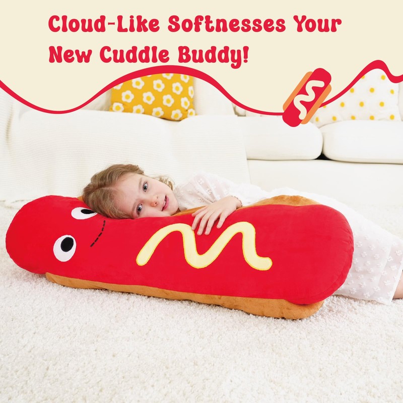 Zctghvy Hot Dog Stuffed Animal – Realistic 35-inch Plush Toy