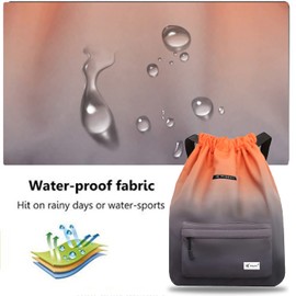 Risefit Waterproof Drawstring Bags, Printed Gym Sackpacks Bags Sports Backpacks for Shopping Swimming Yoga for Men Women Girls Students
