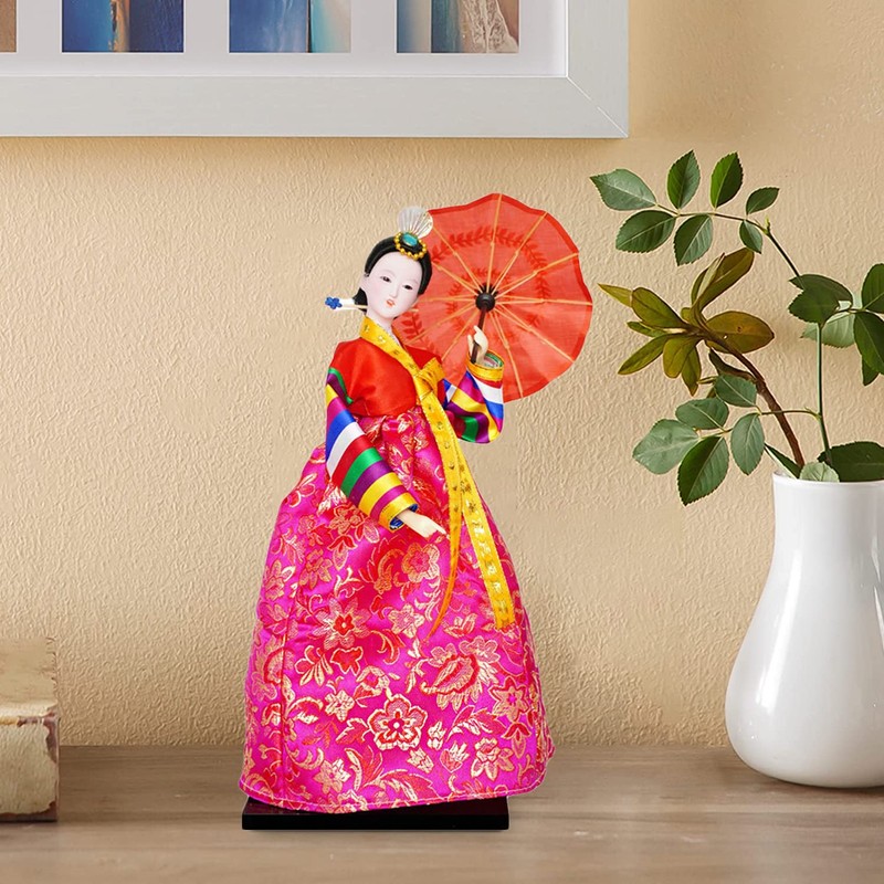 BOEYAA 12in Korean rag Dolls Handmade Hanbok Dolls Oriental Doll