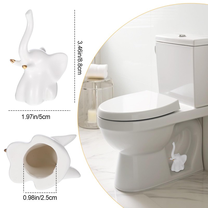 2 Pack Toilet Bolt Covers Decorative,Lovely Ceramic Elephant Shaped Toilet