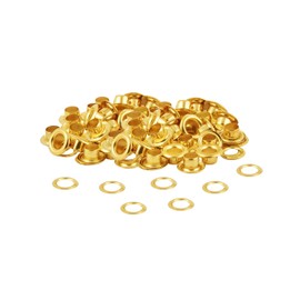 WedDecor 4mm Gold Brass Eyelets Grommets with Washers for Clothing, Baby Dolls, Sewing, Bags, Scrapbook, Leather Work, DIY Projects and Rust Proof, 100pcs