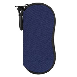 MoKo Glasses Case - [Ultra Lightweight] Neoprene Zip Sunglasses Bag with Belt Clip for Glasses, Frame, Portable Case for Keys, Pencils, Cards, Peacock Feather - Dark Blue
