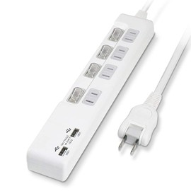STYLED Power Strip with USB, 6.6 ft (2 m), Extension Cord, Total 4.8 A Output, 18 Months Warranty, USB Ports, 2 Ports, AC Outlets, 4 USB Charging, Fast Charging, Lightning Guard, Individual Switch,