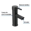Foset Monomando Corto Para Lavabo, Acero Inox. Foset Tbm-46m Negro