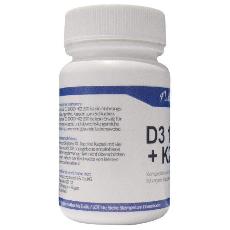 Vitamin D3 10000 + Vitamin K2 MK 7, 90 Vegan